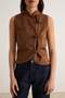 Brown Suede Fitted High Neck Sleeveless Knitted Vest Twoaw27Ye00033 - 3