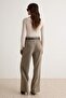 Brown Plaid Flat-Leg Woven Trousers Twoaw27Pl00144 - 4