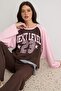 Pink Color Block Oversize/Wide Fit Straight Leg Soft Touch Knitted Bottom - Top Set Twoaw27Au00165 - 2