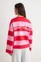 Red Pink Striped Slogan Printed Oversize Knitted Sweatshirt Twoaw27Sw00230 - 5