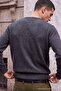 Wardrobe Essentials Anthracite Wool Content Regular Cut V-Neck Basic Knitwear Sweater Tmnaw27Kz00032 - 3