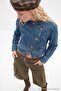 Blue Double-Breasted Denim Jacket Twoaw27Ce00030 - 2