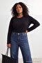 Black 100% Cotton Tok Fabric Basic Large Size T-Shirt Tbbaw27Bf00006