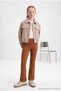 Brown Suede Suede Girls' Flat Knitted Trousers Tkdaw27Pl00012