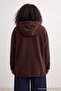 Brown Hooded Thick Fleece Knitted Oversize Sweatshirt Tbbaw23Ao00064 - 6