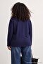 Navy Blue 100% Thick Cotton Basic Crew Neck Oversize/Wide Fit Knitted T-Shirt Tbbaw27Bf00003 - 3