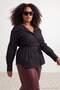 Black Wide Collar Lace-Up Stylish Woven Large Size Shirt Tbbaw27Ax00030