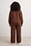 Brown Stand-Up Collar Zippered Soft Feel Plus Size Tracksuit Set Tbbaw27Ts00007 - 5