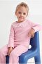 Pink Ribbed Flexible Girls' Plain Knitted Bottom - Top Set Tkdaw27Au00047 - 4