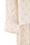 Ekru %100 Pamuklu Çiçekli Dantel Detaylı Bebe Yaka Müslin Dokuma Pijama Takımı THMAW27PT00245 - 2