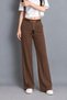 Women's High Waist Belted Front-Embellished Seasonal Wide-Letteed Fabric Pants
