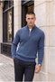 Bardem Cable Knit Half-Zip Men's Knit Sweater - Indigo - 5