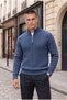 Bardem Cable Knit Half-Zip Men's Knit Sweater - Indigo - 6