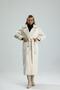 Disere Women's Long Ecru Lined Coat with Waist Belt - 3