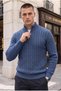 Bardem Cable Knit Half-Zip Men's Knit Sweater - Indigo - 2