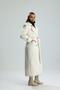 Disere Women's Long Ecru Lined Coat with Waist Belt - 5