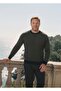Men's Battal Zero Collar Tricot Sweater with Elastic Waist, Steel Knitting, Classic Fit