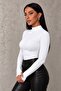Women's White Finger Detailed Bodysuit - 5