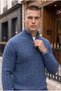 Bardem Cable Knit Half-Zip Men's Knit Sweater - Indigo - 7