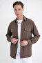 Comfort Fit Side Pocketed Flexible Thin Striped Camel Shirt Jacket g 1608 - 6