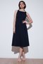Regular Fit Crew Neck Pocketed Pleated Midi Length Evening Dress and Graduation Dress Women Dress 6111963 - 3