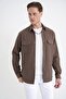 Comfort Fit Side Pocketed Flexible Thin Striped Camel Shirt Jacket g 1608