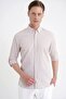 Comfort Fit Fold-Over Collar with Cufflinks 100% Cotton Beige Striped Shirt g 1600 - 3