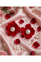 Red Velvet Flower Earrings - Medium with Pearls - Velvet Pearl Flower Gift - 2