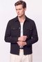 Comfort Fit Side Pocket Buttoned Flexible Black Linen Shirt Jacket C 737 - 3