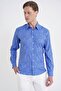 Slim Fit Lapel Collar Stretch Cotton Dark Blue Striped Shirt g 1599 - 5