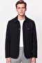 Comfort Fit Knitted Textured Pocket Buttoned Black Seasonal Shirt Jacket C 732
