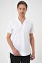 Slim Fit Apaş Collar Short Sleeve Flexible Casual White Shirt g 1589