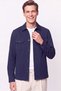 Comfort Fit Side Pocket Buttoned Flexible Navy Blue Linen Shirt Jacket C 737 - 3