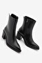 Women's Side Zipper Stitched Detailed Daily Heeled Boots Lakos Black