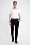 Comfort Fit Comfortable Fit Elastic Waist Dobby Woven Flexible Cotton Black Jogger Pants P 1217 - 2