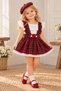Plaid Overalls, Bandana Hat, Blouse Set