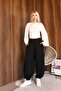 Modal Fabric Elastic Waist Shalwar Trousers Black Color - 2