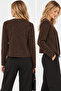 Women's Bitter Brown Melange Collarless Regular Fit Knitwear Jacket Cardigan - 3