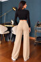 Bej Scuba Creepy Front Pleated Pa Palazzo Pants (Launch Price for a Limited Time) - 6