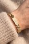 Women's Gold Plated Flat Plate Watch Band Chain Bracelet - 3