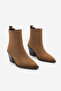 Women's Pointed Toe Cowboy Elastic Western Boots Erbe Tan Suede - 6