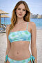 Women's Tie-Dye Patterned Turquoise Bikini Set Tie-Up Two-Piece Summer Swimsuit - 4
