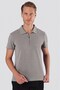 Slim Fit Cotton Zippered Polo Collar Gray T-Shirt Ts 871