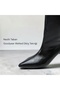 Black Wrinkled Patent Leather 5cm Thin Heeled Boots - 3
