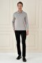 Slim Fit Cotton Long Sleeve Buttoned Gray Polo Collar T-Shirt Ts 893 - 2