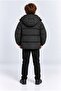 Boy's Hooded Inflatable Coat with Zipper Pockets Winter Coat Anthracite Black Mink Ak4257 - 5