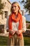 Unisex Orange Denim Grinding Cotton Scarf - 3