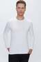 Slim Fit Crew Neck Flexible Long Sleeve White T-Shirt Ts 842 - 3