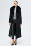 Detachable Fur Belted Long Cashmere Coat Black 3133-Tk - 3