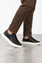 Nexor Men's Genuine Leather Stitched Sole Sneaker Shoes - Black